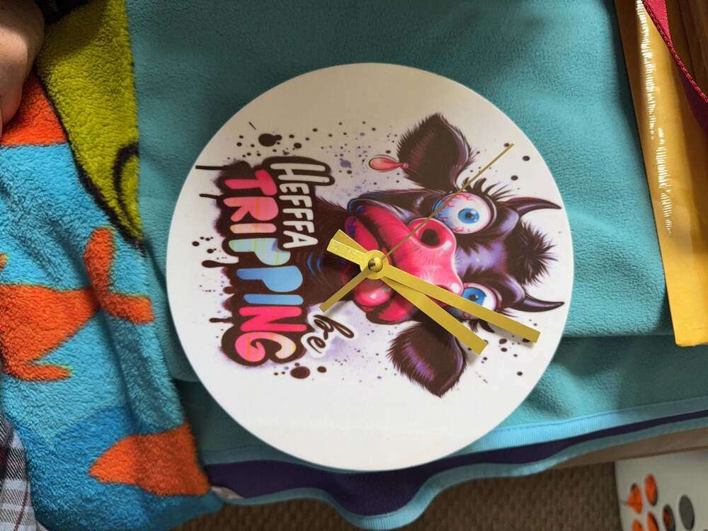 Heffa Be Trippin Cow Novelty Wall Clock
